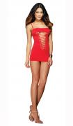 Kleid rot mit Ausschnitt an Bauch und Po