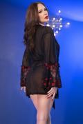 Peignoir CR4882 schwarz/rot